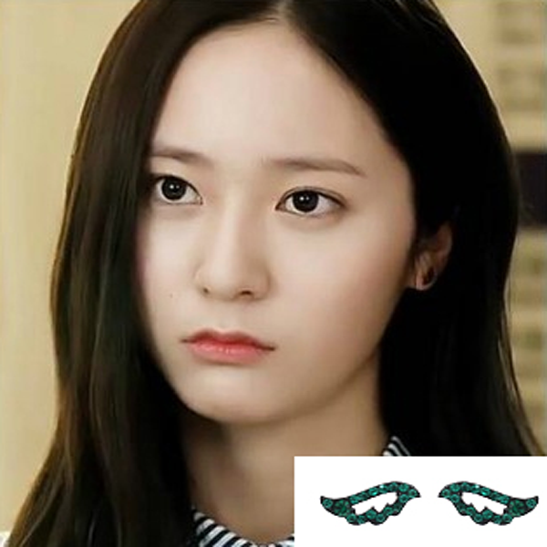 Heirs : black wings earring (Silver Needle)_green