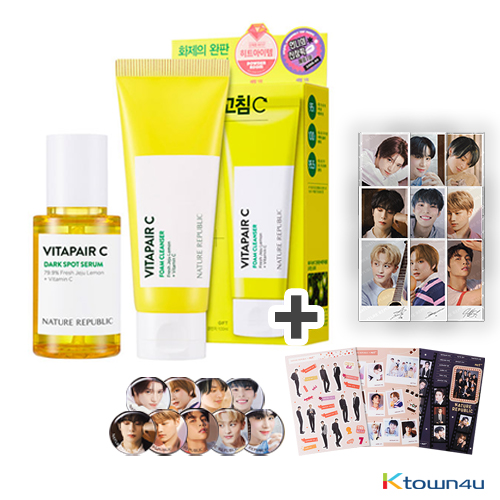 [NCT127 +NATURE REPUBLIC] Vita C dark spot SERUM+CLEANSER + 3 Photocards + Sticker + (*OUT OF STOCK)Phone Holder