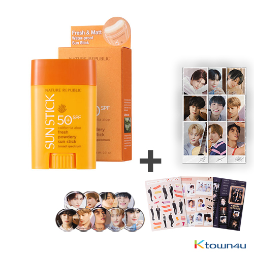 [NCT127 +NATURE REPUBLIC] Aloe Sun Stick SPF50 + 3 Photocards + Sticker + (*OUT OF STOCK)Phone Holder