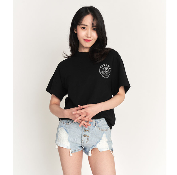 (VIVIZ)(GIFT-ONPACK-RANDOM 1P AMONG 4 TYPES) LOGO FLOWER T-SHIRT [BLACK]