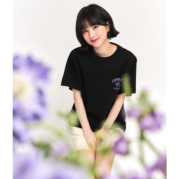 (VIVIZ)(GIFT-ONPACK-EUNHA OR GROUP CUT 4 TYPES, RANDOM 1P) EUNHA LILAC T-SHIRTS [BLACK]