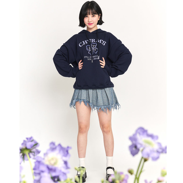 (VIVIZ)(GIFT-ONPACK-EUNHA OR GROUP CUT 4 TYPES, RANDOM 1P) EUNHA LILAC HOODIE [NAVY]