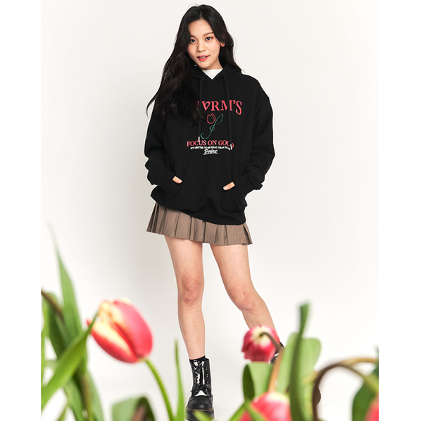 (VIVIZ)(GIFT-ONPACK-UMJI OR GROUP CUT 4 TYPES, RANDOM 1P) UMJI TULIP HOODIE [BLACK]