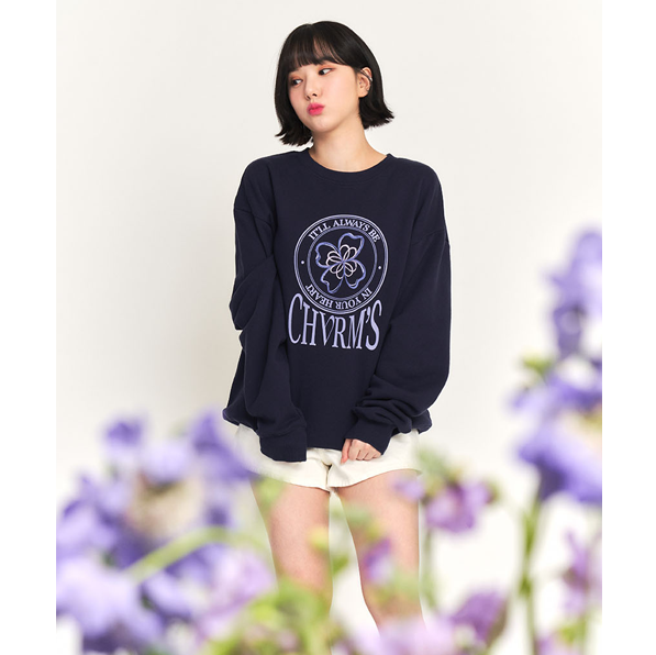 (VIVIZ)(GIFT-ONPACK-EUNHA OR GROUP CUT 4 TYPES, RANDOM 1P) EUNHA LILAC SWEATSHIRT [NAVY]