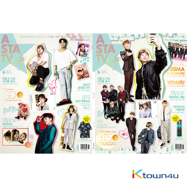 ASTA TV + Style 2017.06 VOL.113 (Front Cover : BTS 32p / Back Cover : G- Dragon 29p, Contents : TWICE 28p, Lee Min Ho 14p)