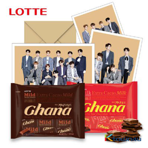 [LOTTE] Ghana mild Chocolate 195g + Mini Ghana milk Chocolate 175g  (Wanna one postcard 5p Limited Edition)
