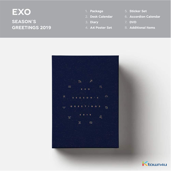 EXO - 2019年シーズングリーティング（韓国版）Ktown4uの特典:ビッグポストカード1枚 (サイズ115x170)