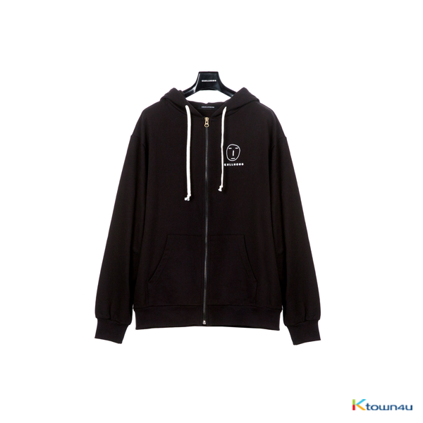 [SKULLHONG] POCKER FACE HOODIE ZIP UP BLACK [19SS]