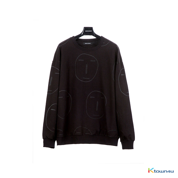 [SKULLHONG] POCKER FACE ALL OVER SWEATSHIRT BLACK [19SS]