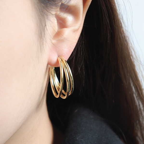 [RITA MONICA] TRIPLE Hoop Earrings L