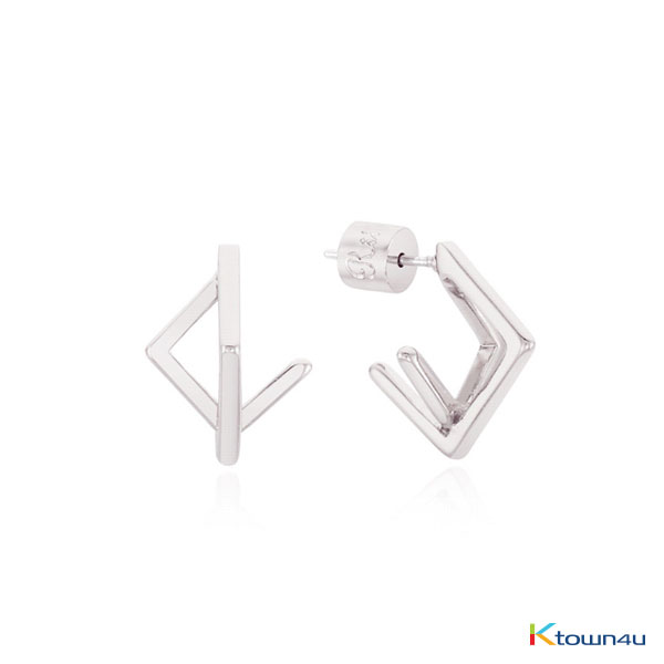 [RITA MONICA] Edge eclipse Earrings (WHITE GOLD)