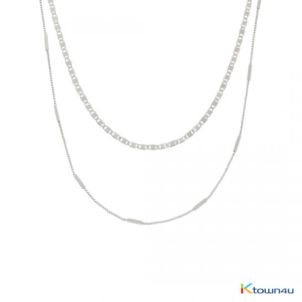 ★Event!★ Linea Flat & Bar Necklace Set [White Gold]