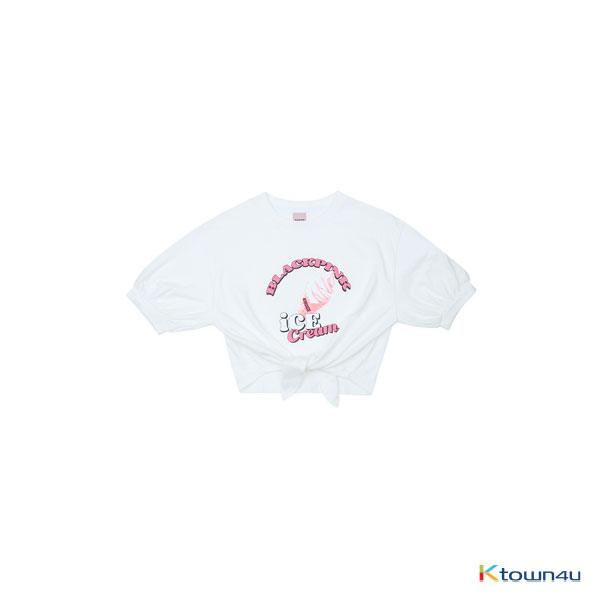 [ICECREAM] BLACKPINK - T-SHIRTS_TIE-UP_ICECREAM CONE_WHITE_M