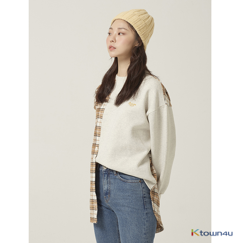 [Between A and B] CHECK UNBALANCE SWEATSHIRT_BEIGE