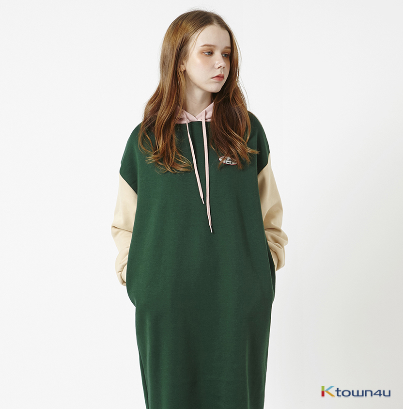 7) Hoodie Long Dress [Dark Green]