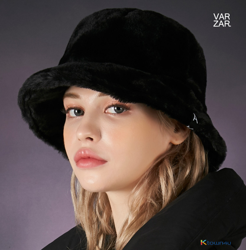 [VARZAR] Fur logo point bucket hat 3colors