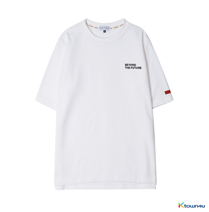 [TEEAZ] BEYOND LETTERING LAYERED 1/2 ROUND TEE_WHITE