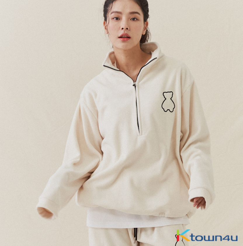 [AQO STUDIOSPACE] AQO BEAR FLEECE HALF ZIP-UP_IVORY