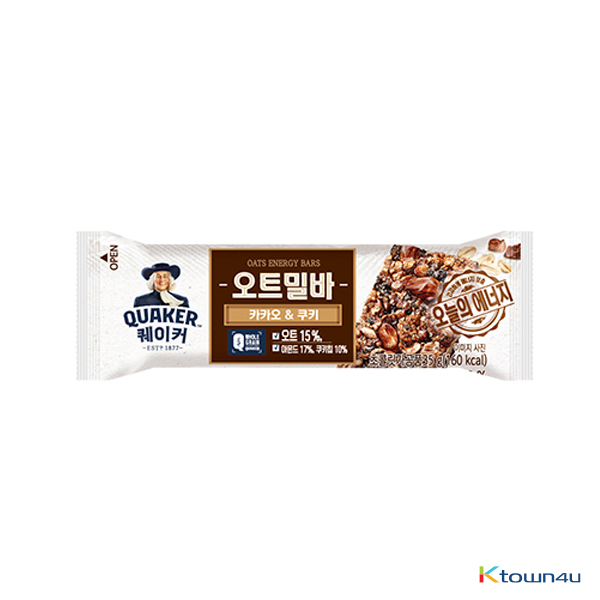 [LOTTE] Quaker Oatmeal Bar Cacao & Cookie 35g*1EA