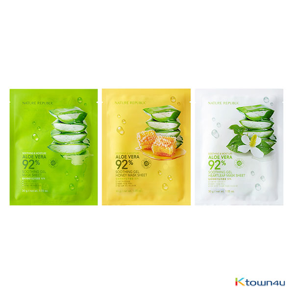 [NATURE REPUBLIC] SOOTHING & MOISTURE ALOE VERA 92% SOOTHING GEL MASK SHEET 3type