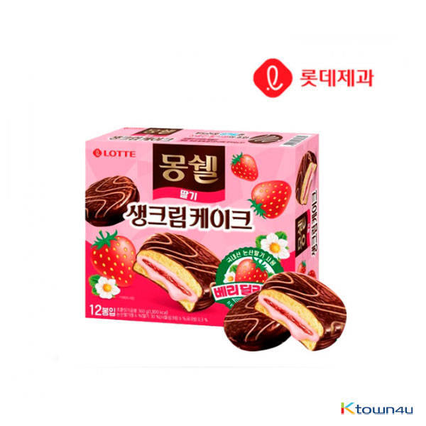 [LOTTE] Mongshell Cream Cake Strawberry Flavoured 360g*1BOX (1BOX=12EA)