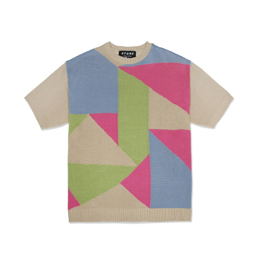 Stained Glass Short Sleeve Knit [Beige]