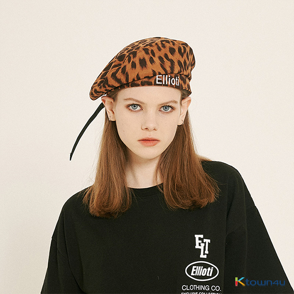 [Ellioti] Leopard beret_brown