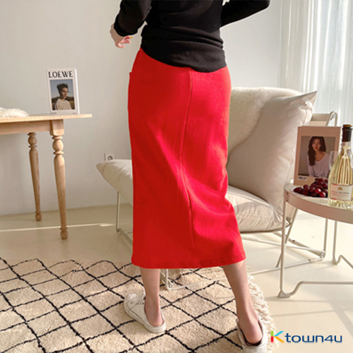 [naning9] Mien Banding Skirt_red