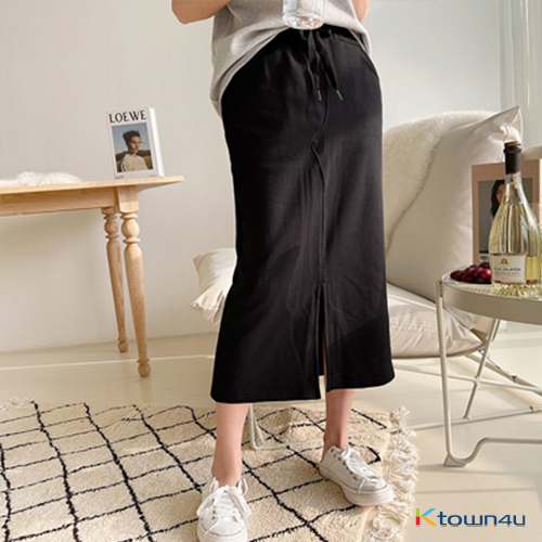 [naning9] Mien Banding Skirt_black