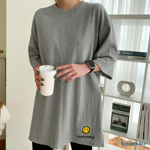 [naning9] Two Wells Box Long T-shirt_Gray