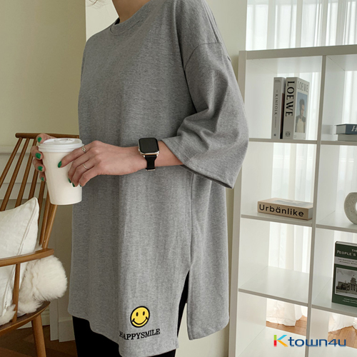 [naning9] Two Wells Box Long T-shirt_Gray