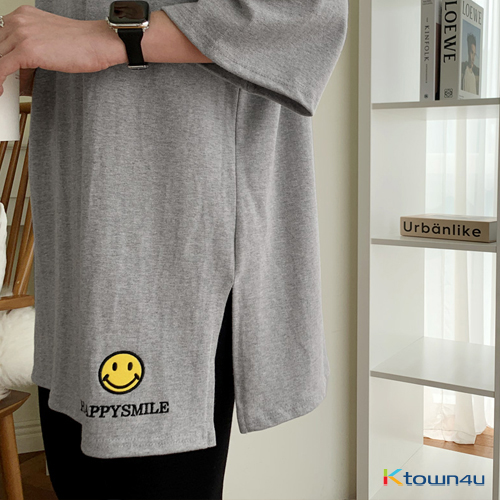 [naning9] Two Wells Box Long T-shirt_Gray