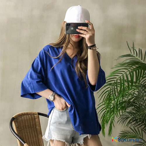 [naning9] Hooded T-shirt_blue