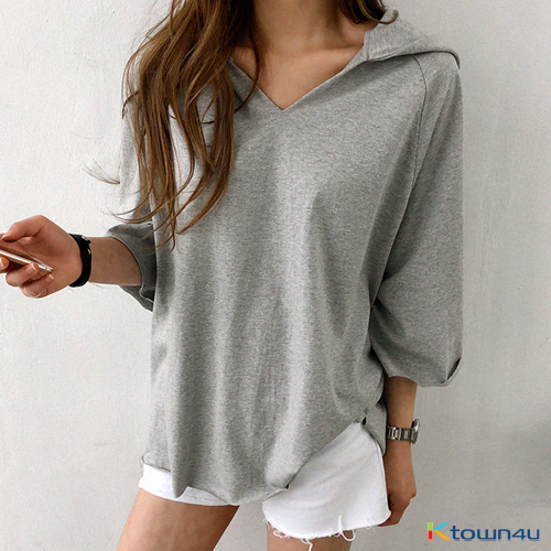 [naning9] Hooded T-shirt_gray