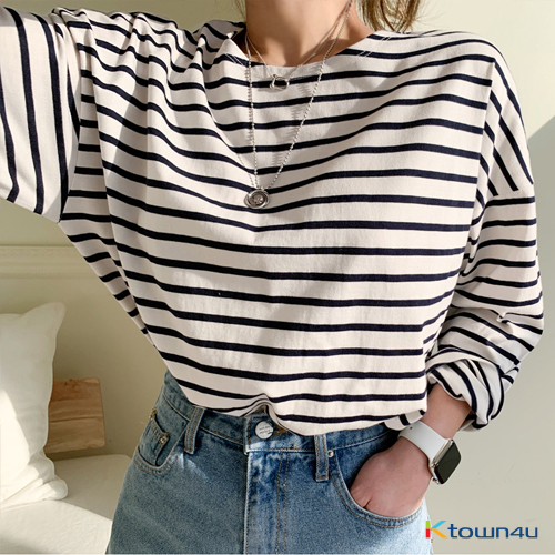 [naning9] Stripe T-shirt_Navy
