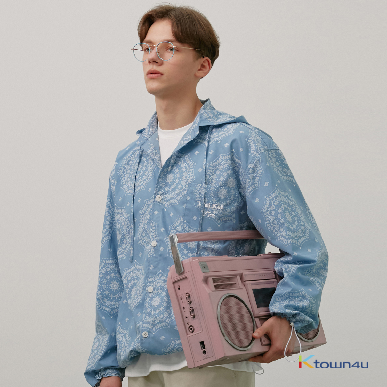 [Waikei] Paisley Hood Shirts [Skyblue][L]