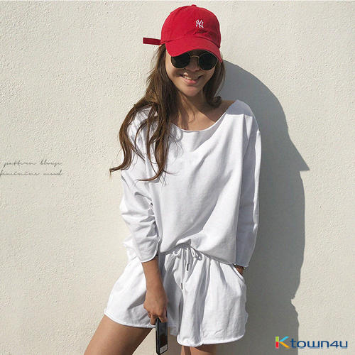 [naning9] Roinbell Sweatsuit Set_White