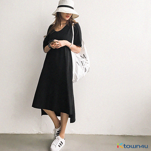 [naning9]Hacken Slit Long Dress_Black