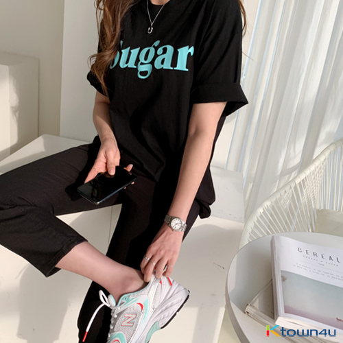 [naning9]Luel Printed Short-Sleeved T-shirt_Black