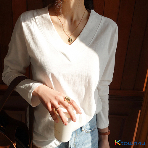 [naning9]Kimer V-Neck Tee_Ivory