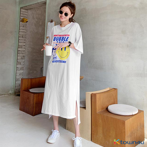 [naning9]Goneff Boxy Printing Dress_Ivory