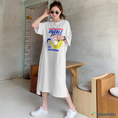 [naning9]Goneff Boxy Printing Dress_Ivory