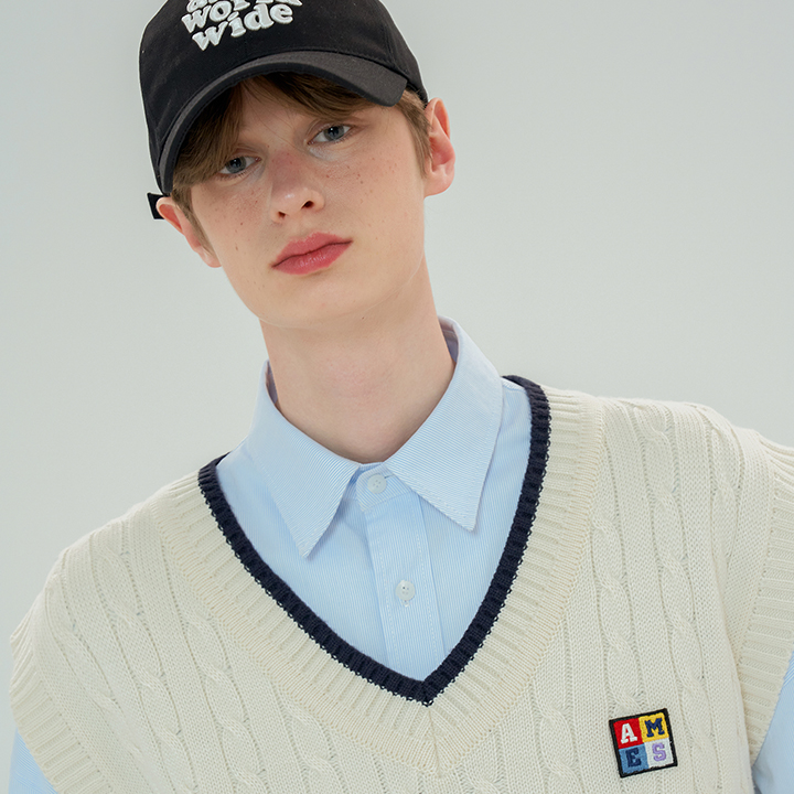 AMES★韓国スター着用★BOX LOGO V NECK KNIT VEST 楽天市場】AMES WORLD WIDE アメスワールドワイド [送料無料