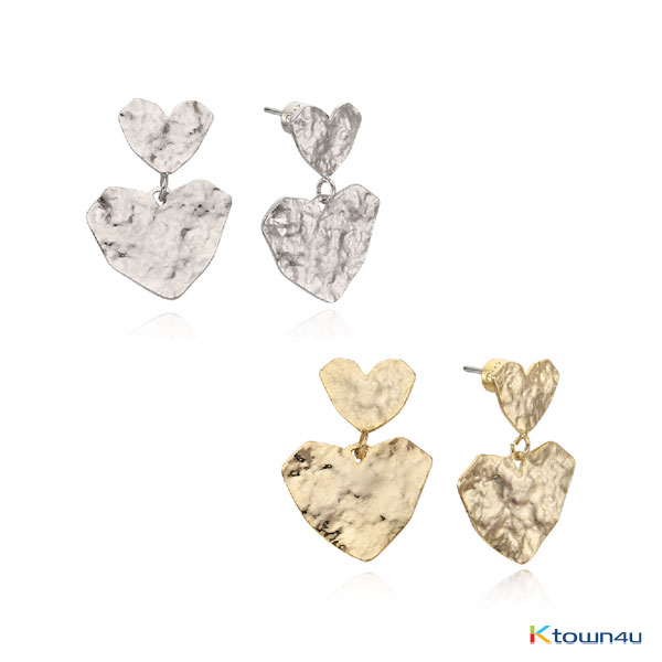 [RITA MONICA] Hammered Heart Earrings (Yellow Gold)