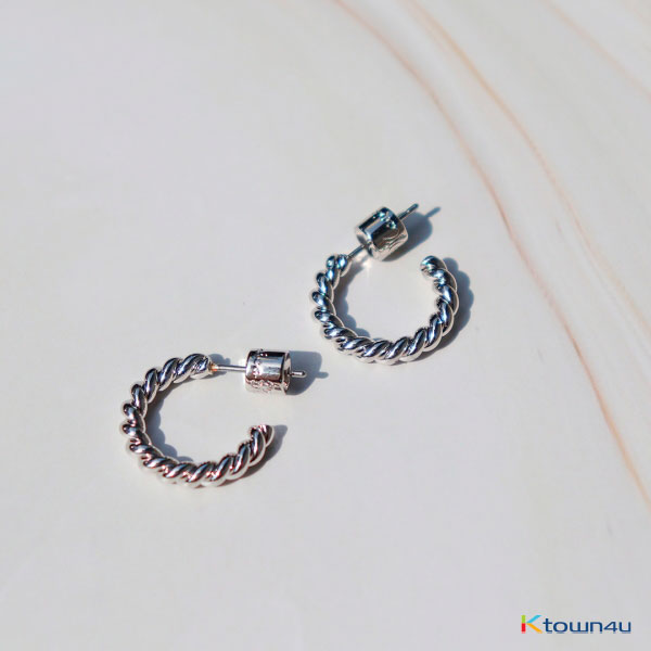 [RITA MONICA] Rope Hoop Earrings S (White Gold)