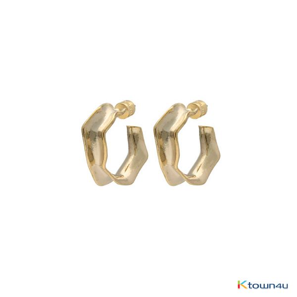 [RITA MONICA] Folded Hoop Earrings (Yellow Gold)