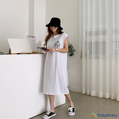 [naning9]Four City Printed Dress_White