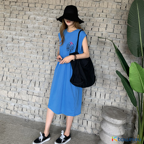 [naning9]Four City Printed Dress_Blue