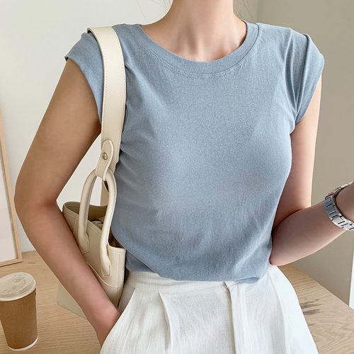 4) Hireth Sleeveless Shirt [Sky Blue]