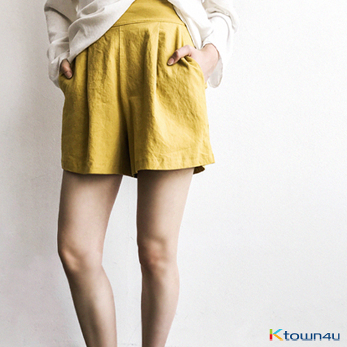 [naning9]Bless Linen Pantskirt_mustard